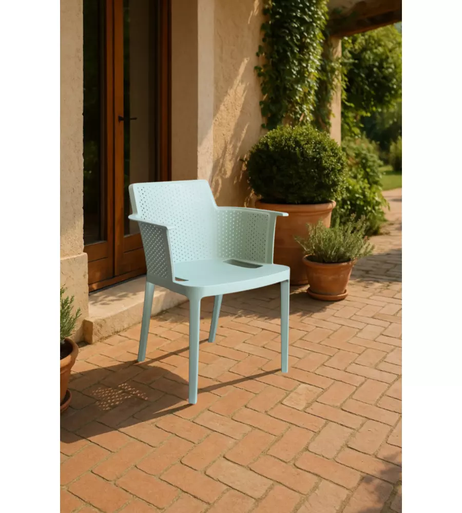 SEDIA DA ESTERNO IMPILABILE ELICA GARDEN "CATHY" IN POLIPROPILENE VERDE MENTA 60X58X76,5 CM